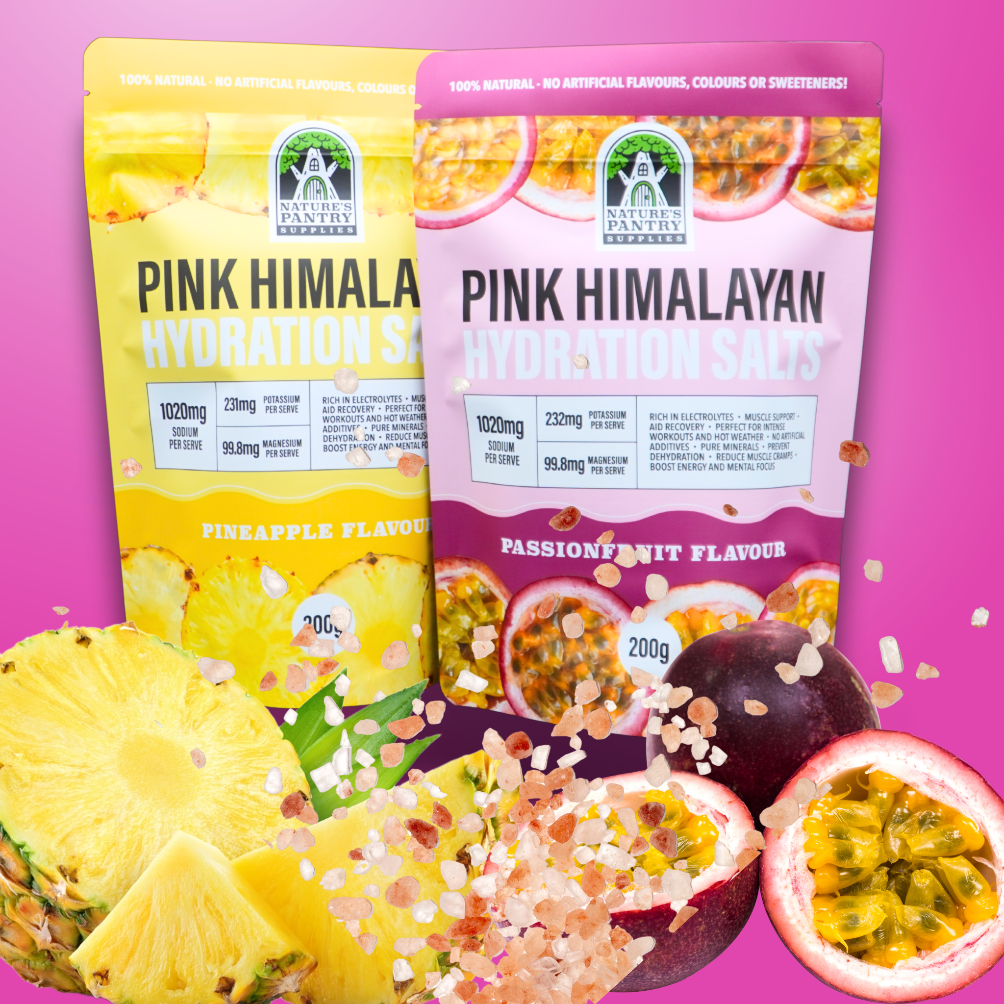 Pink Himalayan Hydration Salts Sample Pack | Pineapple & Passionfruit Electrolyte Powder