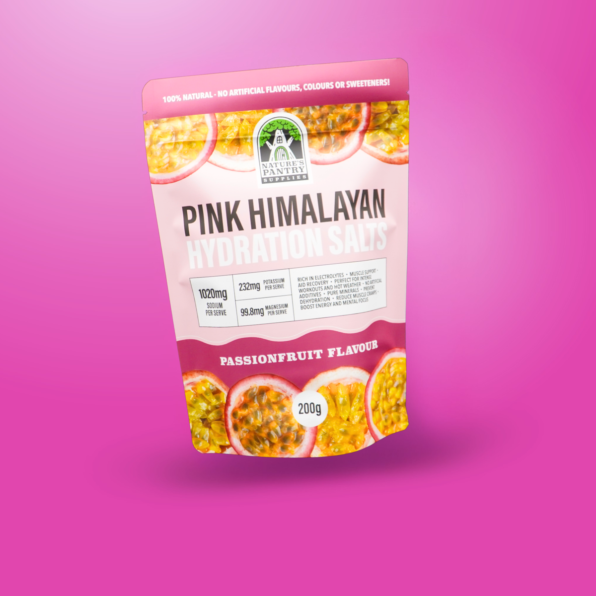 Passionfruit Electrolyte Powder Australia | Pink Himalayan Hydration Salts 200g