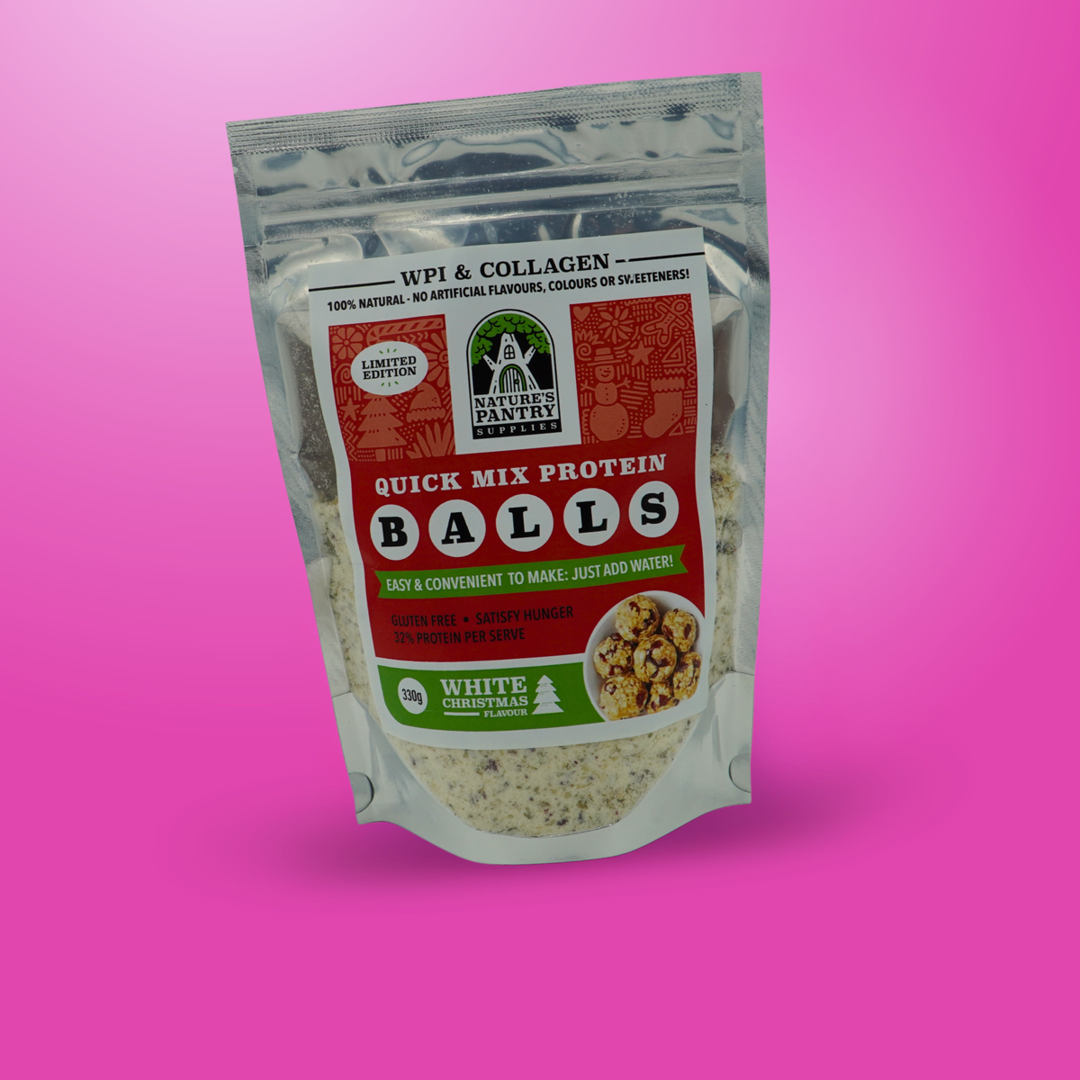 Limited Edition White Christmas Quick Mix Collagen Protein Balls